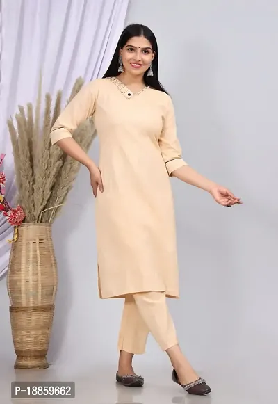 Stylish Khadi Cotton Peach Stitched Kurta For Women-thumb2