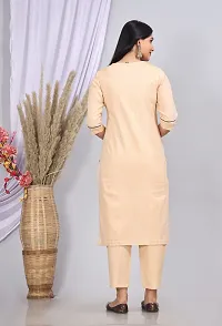 Stylish Khadi Cotton Peach Stitched Kurta For Women-thumb2