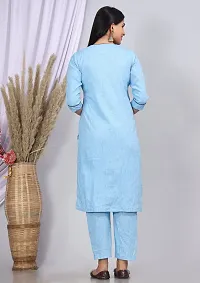 Stylish Khadi Cotton Blue Stitched Kurta For Women-thumb2