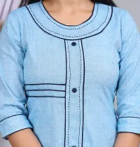 Stylish Khadi Cotton Blue Stitched Kurta For Women-thumb3