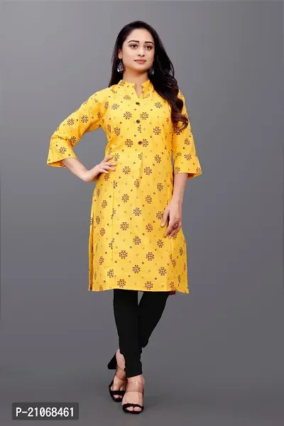 Keytruda Women's Printed Magic Cotton Regular Fit 3/4 Sleeve Lightweight Casual Wear Feeding Kurti (B-F-105_Yellow_M)-thumb4