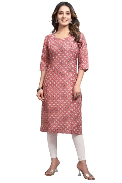 Stylish Cotton Blend A-Line Printed Kurti