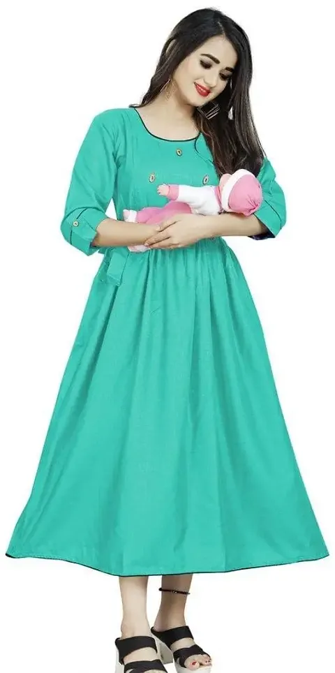 Stylish Cotton Blend Anarkali Solid Kurta