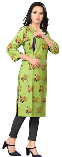 Keytruda Women's Solid Cotton Blend Regular Fit 3/4 Sleeve Lightweight Casual Wear Feeding Kurti (B-F-143_Green_L)-thumb2