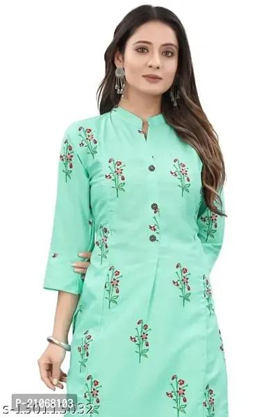 Keytruda Women's Printed Magic Cotton Regular Fit 3/4 Sleeve Lightweight Casual Wear Feeding Kurti (B-F-133_Turqouise_L)-thumb5