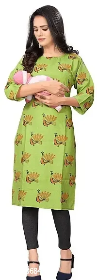 Keytruda Women's Printed Cotton Blend Regular Fit 3/4 Sleeve Lightweight Casual Wear Feeding Kurti (B-F-197_Yellow_2XL)