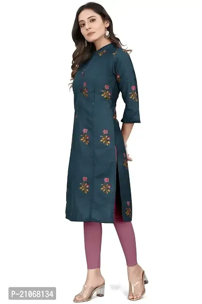 Keytruda Women's Printed Cotton Blend Regular Fit 3/4 Sleeve Lightweight Casual Wear Feeding Kurti (C-K1-Pushapa-Blue-2XL)-thumb2