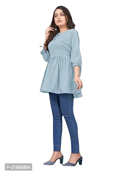 Keytruda Women's Printed Crepe 3/4 Sleeve Keyhole Neck Indo-Westernd Designer Top (R-S-341)