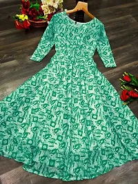 Elegant Georgette Green Full Sleeves Printed Gown For Women-thumb1