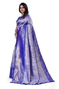 Royal Blue white tissue printed saree-thumb1