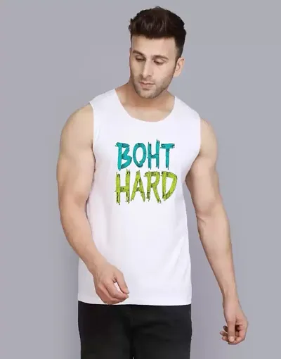 Sleeveless White Polyester Tees for Men