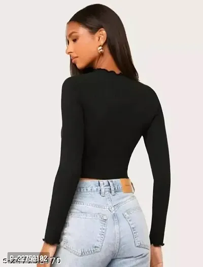 Black Round Neck Top For Women-thumb2