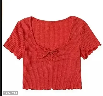 BQF-RED CROP TOP FOR GIRLS-thumb0