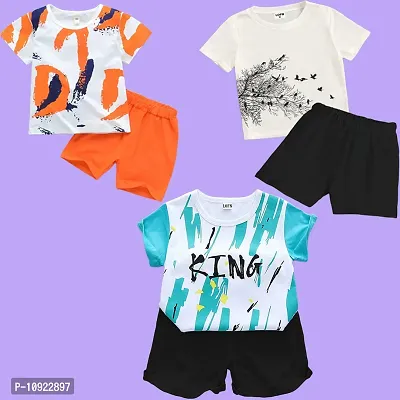 Stylish Printed Kids Boys Girls Clothing Sets Pack Of 3-thumb0