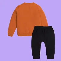 Kids Winter Wear Sweatshirt Trackpant Girls   Boys Kids Clothing Set - Rust-Black-thumb1