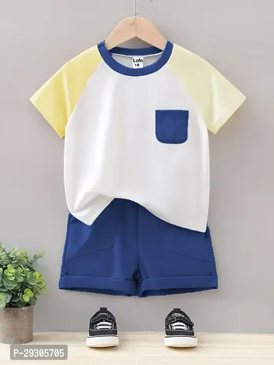 Stylish Multicoloured Cotton T-Shirts With Shorts Clothing Set For Boys