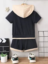 Stylish Black Cotton T-Shirts With Shorts Clothing Set For Boys-thumb1