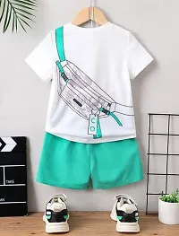 Stylish White Cotton T-Shirts With Shorts Clothing Set For Boys-thumb1