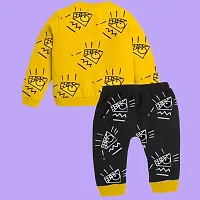 Kids Winter Wear Sweatshirt Trackpant Girls   Boys Kids Clothing Set - Mustard-Black-thumb1