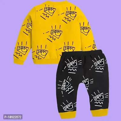 Kids Winter Wear Sweatshirt Trackpant Girls   Boys Kids Clothing Set - Mustard-Black-thumb2