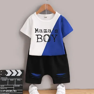 Stylish Multicoloured Cotton T-Shirts With Shorts Clothing Set For Boys-thumb0