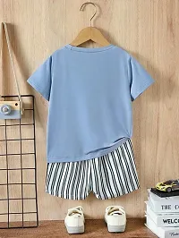 Stylish Blue Cotton T-Shirts With Shorts Clothing Set For Boys-thumb1