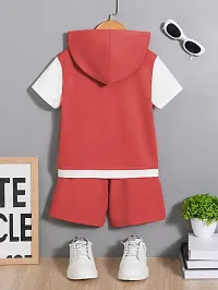 Stylish Red Cotton T-Shirts With Shorts Clothing Set For Boys-thumb1