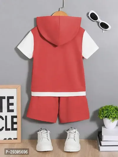 Stylish Red Cotton T-Shirts With Shorts Clothing Set For Boys-thumb2