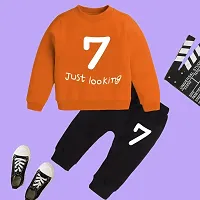 Kids Winter Wear Sweatshirt Trackpant Girls   Boys Kids Clothing Set - Rust-Black-thumb2
