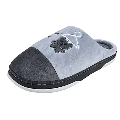 IRSOE Boys' Grey Winter Fur Indoor Slipper