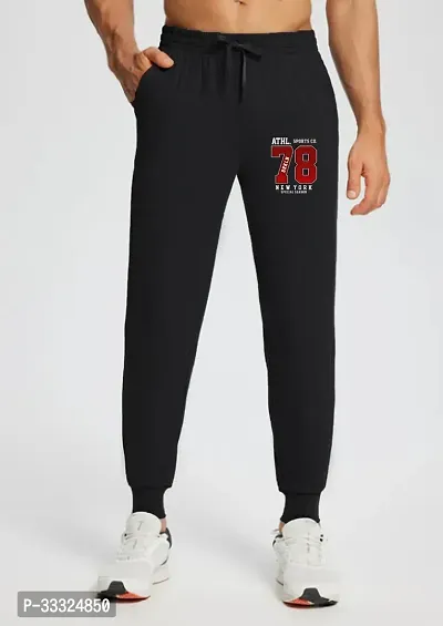 Comfortable Black Cotton Blend Joggers For Men-thumb0