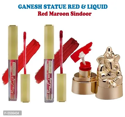 Kum Kum Herbal Ganesh Statue Red Powder Sindoor  Liquid Sindoor Red and Maroon