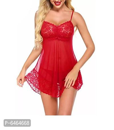 Womens New Fancy Adorable Stylish Baby Doll Dresses Night dress Nightwear Red Color