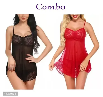 Women New Adorable Stylish Baby Doll Dress/Nightwear/Night Dresses Free Size (28 to 36 Inch)