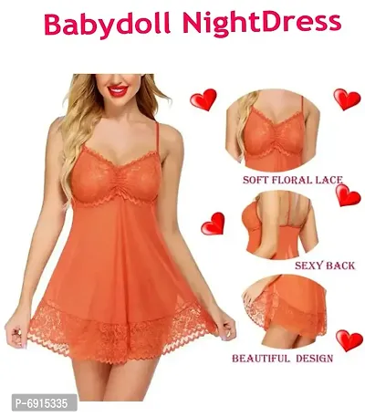 Adorable Women Attractive Solid New Baby dolls Dresses Nightwear Sexy Night Dresses Free Size (28 to 36 Inch)