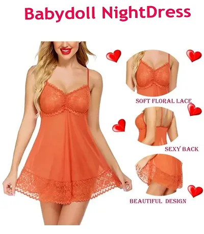 Short nighty for women Babydoll night Dress lingerie with panty Free Size (28 to 36)inch