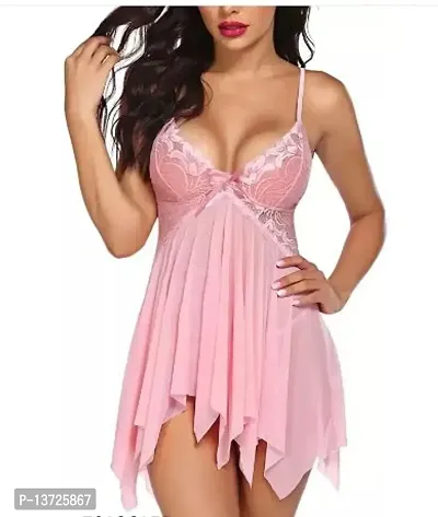 Hot Womens  Girls Chemise Nightgown Hot Sleepwear Dress Baby doll Lingerie Honeymoon/First Night/Anniversary Bridal Nightdress Transparent Pink Color-thumb0