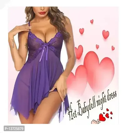 Hot Womens  Girls Chemise Nightgown Hot Sleepwear Dress Baby doll Lingerie Honeymoon/First Night/Anniversary Bridal Nightdress Transparent Purple Color-thumb0