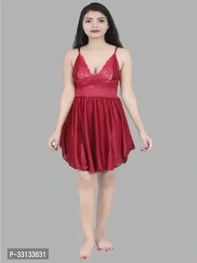 Attractive Satin Baby Doll Night Dress for Women-thumb0