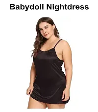 Stylish Fancy Baby Doll Night Dress for Women's And Girl's Free Size Black Color-thumb2