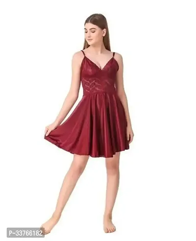 Stylish Fancy Satin Baby Doll Dress For Women-thumb2