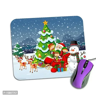 REGALOCASILA Santa Claus with Snowman Reindeer Kids Gifts Gaming Mouse Pad for Computer PC Laptop Desktop-thumb0