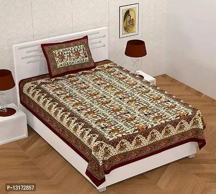 Beautiful Cotton Printed Single Bedsheet With One Pillow Cover