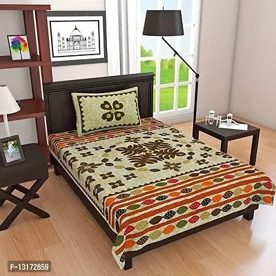 Beautiful Cotton Printed Single Bedsheet With One Pillow Cover