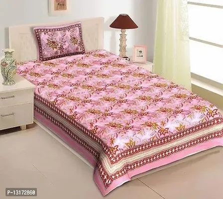 Beautiful Cotton Printed Single Bedsheet With One Pillow Cover