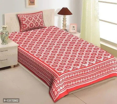 Beautiful Cotton Printed Single Bedsheet With One Pillow Cover