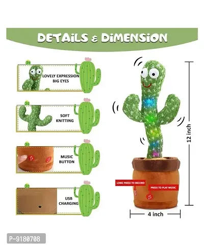 Dancing Cactus Talking Toy, Cactus Plush Rechargeable Toy, Wriggle  Singing Recording Repeat What You Say Funny Educati-thumb2