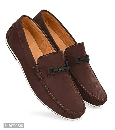 Stylish Brown Velvet Solid Loafers For Men
