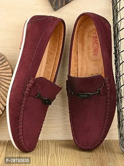 Stylish Maroon PVC Solid Loafers For Men