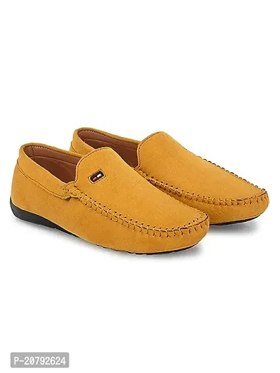 Stylish Yellow Velvet Solid Loafers For Men